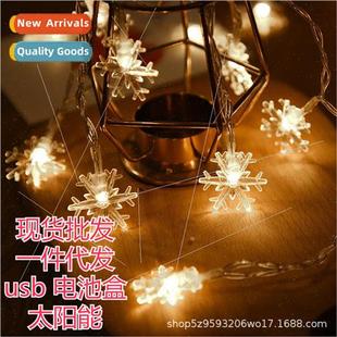 solar christmas snowflake string lights led