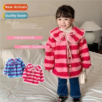 Korea girls jackets fall and winter childrens doll collar Ya