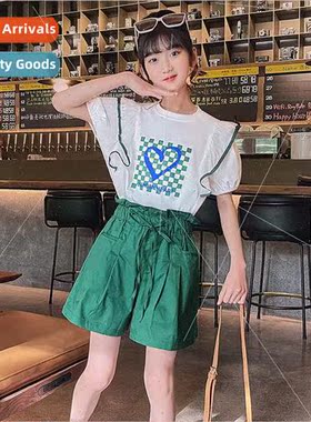 2023 new childrens clothing girls fashion leisure suit summe