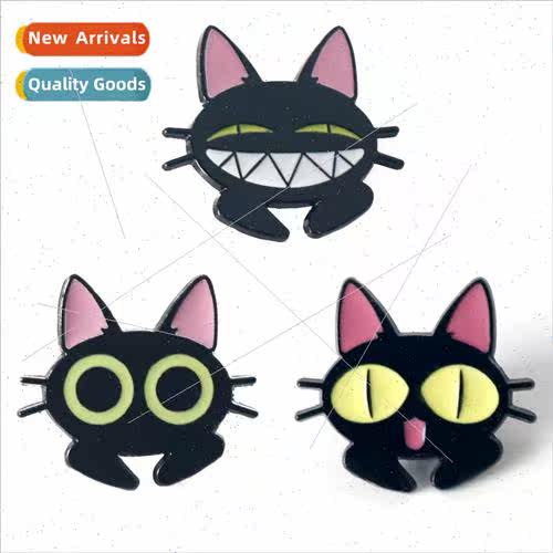 Creative quirky black cat brooch cute cartoon cat oil drop m