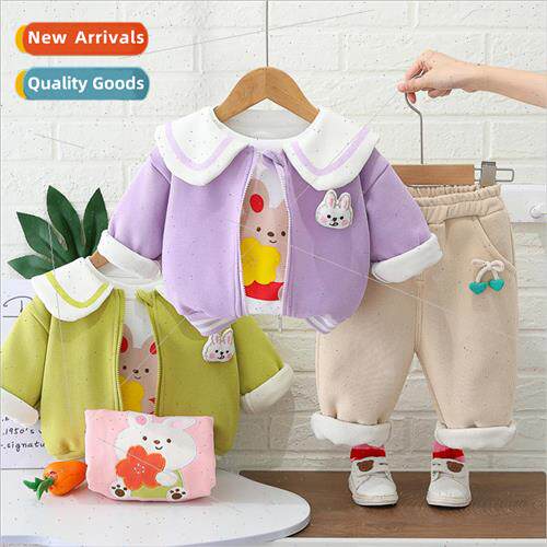 Girls flowers three-dimensional rabbit padded suit fall and