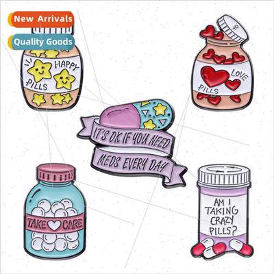 Pill Bottle Shape Badge Pills Creative Bottle Metal Badge Pe