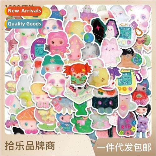 56 colorful cute clay doll stickers trolley case cell phone