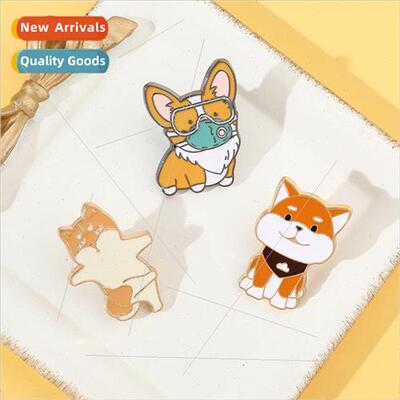 Creative cute cartoon puppy metal badge Shiba Inu corgi smal