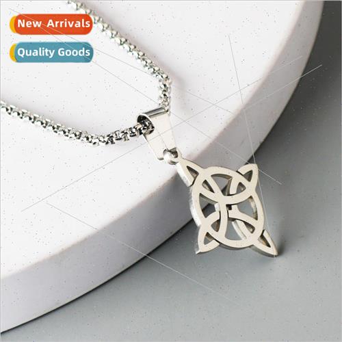 New Fashion Viking Rune Wisp Alloy Necklace Irish Knot Four
