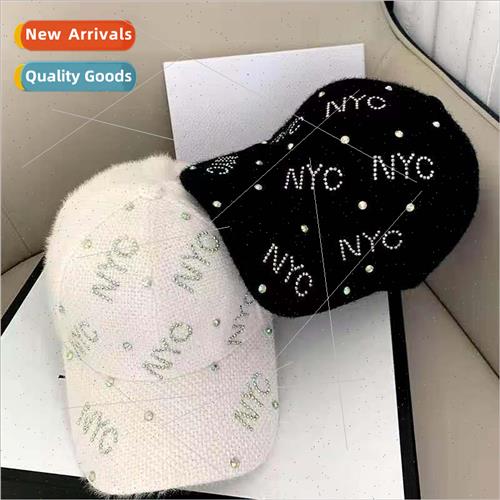 Korean thickened rabbit hair blended baseball cap female fal