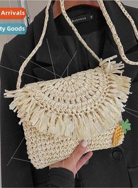 Japanese straw envelope bag 2022 summer new personalized wov