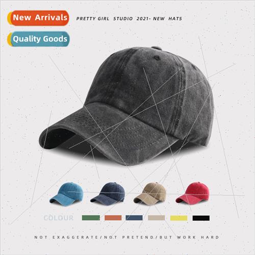 Korea soft top baseball cap female retro do old washed cowbo