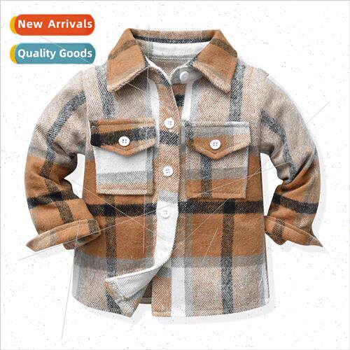 Korean  of the long-sleeved lapel plaid jacket parent-child