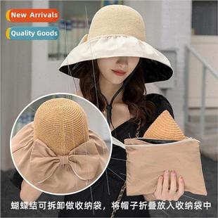 hat female large fashion brim rubber sun black Korean summer