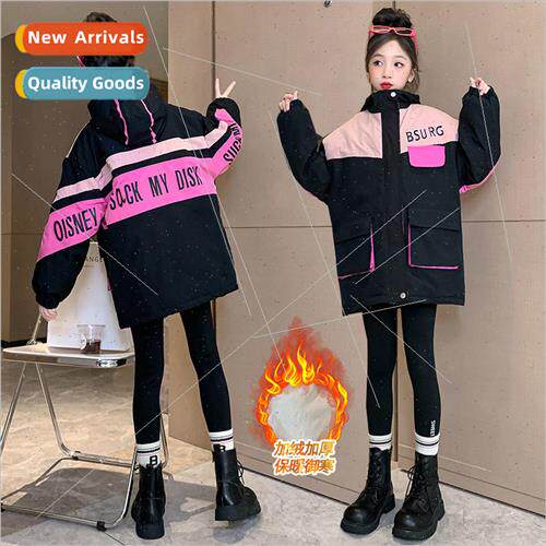 Girls fall and winter jacket padded and thickened big boy wi