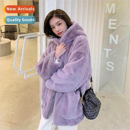 2022 fall and winter imitation otter rabbit fur coat female
