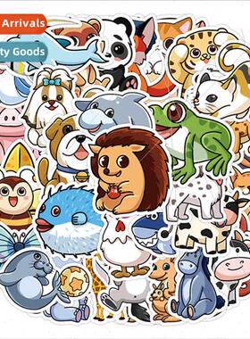 50 cartoon animal hedgehog puppy mix cute waterproof sticker