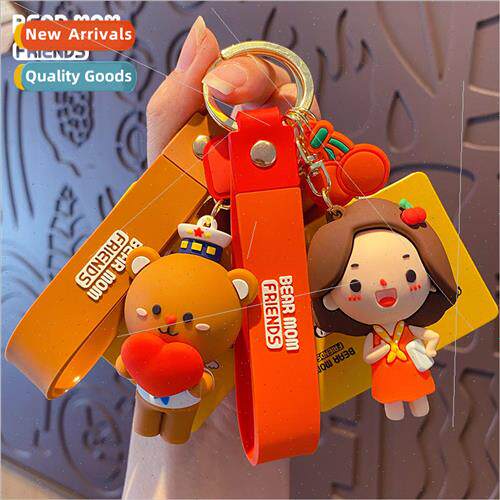 cartoon bear mom and her friends keychain female cute delica