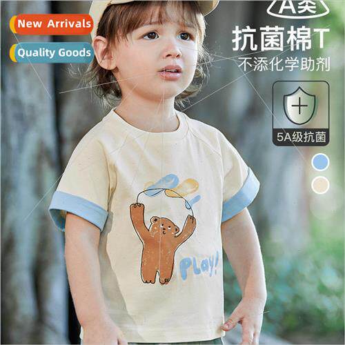 2023 summer new boys t-shirt short-sleeved cotton antibacter