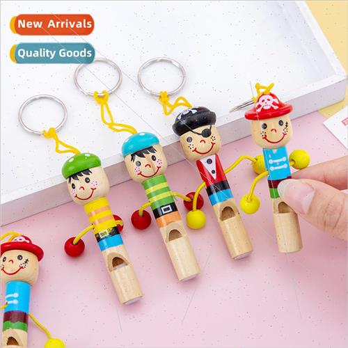 Cartoon wooden small pirate whistle toys children blowing mu