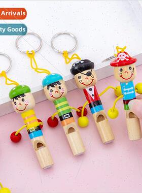 Cartoon wooden small pirate whistle toys children blowing mu