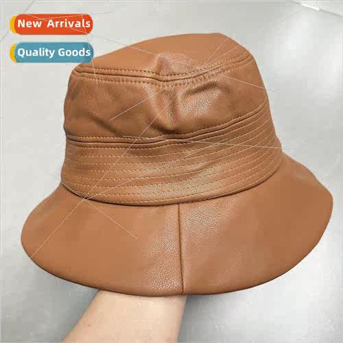 Autumn and winter new PU leather fisherman hat Korean  of th