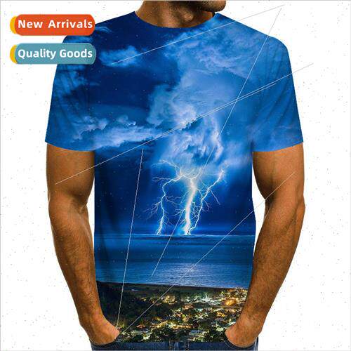 2023 Mens digital printing new lightning storm  size round n