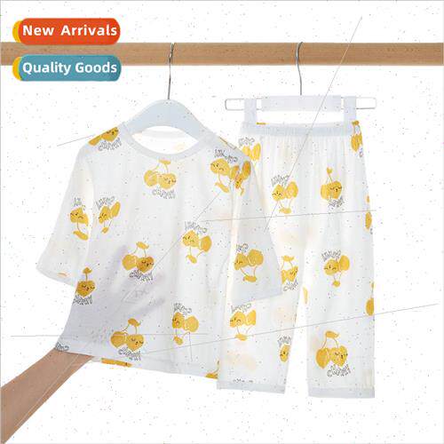Baby pajamas summer thin childrens seven points in the sleev