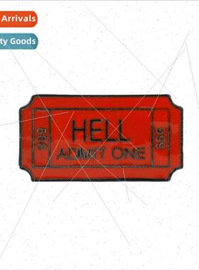 hell admit one 666 red oil drop brooch pin badge clothes bag