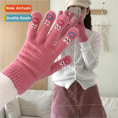 Emoji open finger hole gloves five finger cute gloves Korean