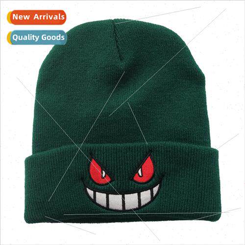 New anime cartoon big mouth red eyes embroidered knitted cap