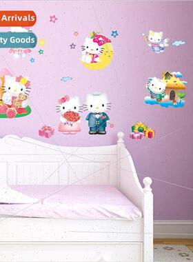 Cat wall stickers childrens room bedside background decorati