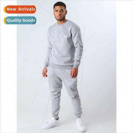 2020 New Mens Pullover Round Neck Solid Color Sweatshirt Set
