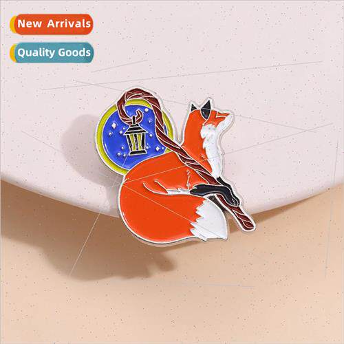 Cartoon animal brooch magic scepter fox ruddy cute red small