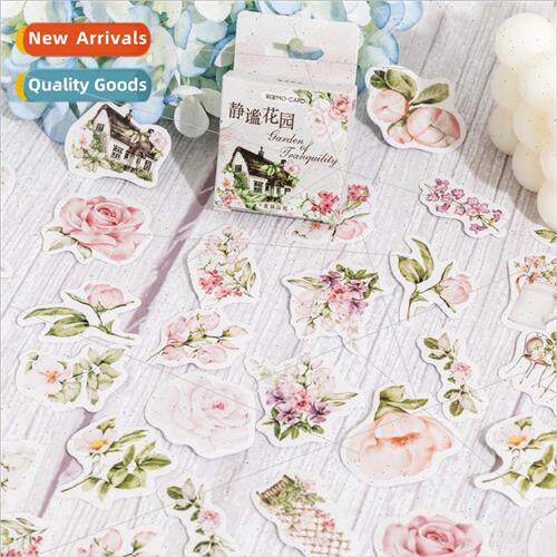 Boxed stickers quiet garden literary flowers creative diy wa