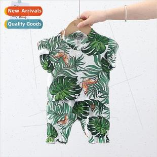 swimsuit two print new pattern childrens leaf Summer piece