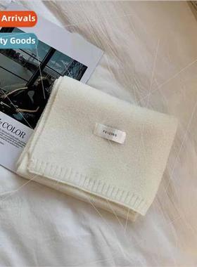 Warm knitted scarf students female solid color scarf faux ca