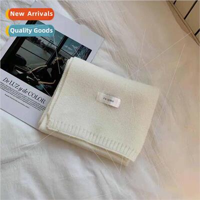 Warm knitted scarf students female solid color scarf faux ca