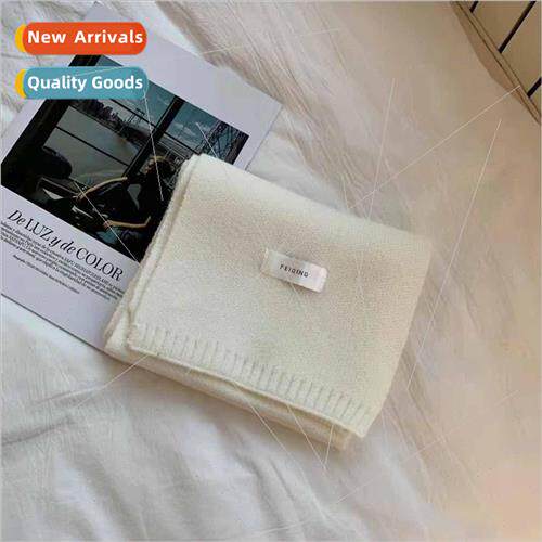 Warm knitted scarf students female solid color scarf faux ca