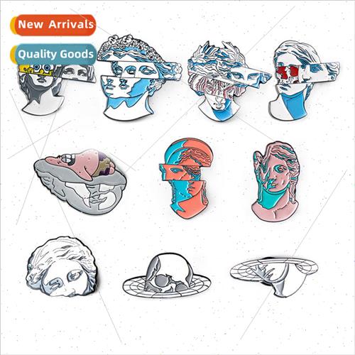 Fashion Creative Character Art Divided Head Brooch  Clothing