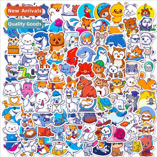 100 small size 4cm whale animal doodle stickers childrens li