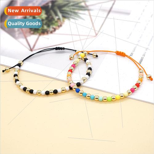 Colorful semi-precious stones imported gold beads bracelet a