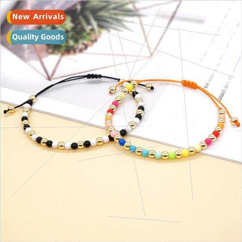 Colorful semi-precious stones imported gold beads bracelet a