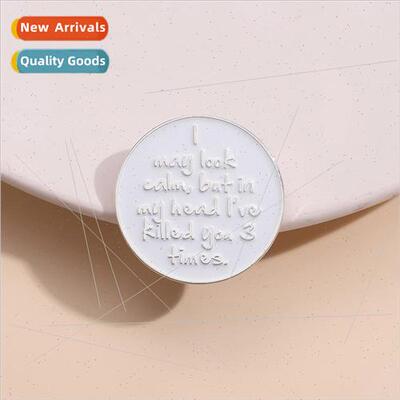 White Geometric Round Lacquer Badge Fashion mple Creative Me