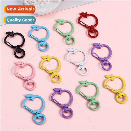 Creative candy colorful alloy spray paint apple keychain DIY