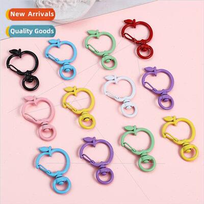 Creative candy colorful alloy spray paint apple keychain DIY