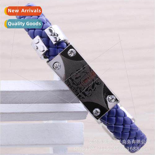 The tutor Pangloss logo bracelet leather braided bracelet an