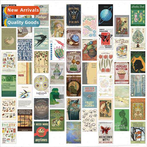 50 Wall Cards Vintage INS Korean Style Nostalgic Story Backg