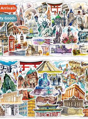 100 world famous architecture travel stickers refrigerator o