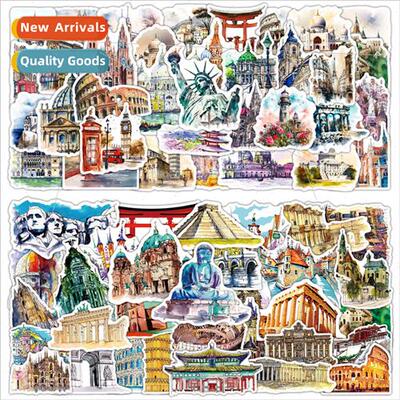 100 world famous architecture travel stickers refrigerator o