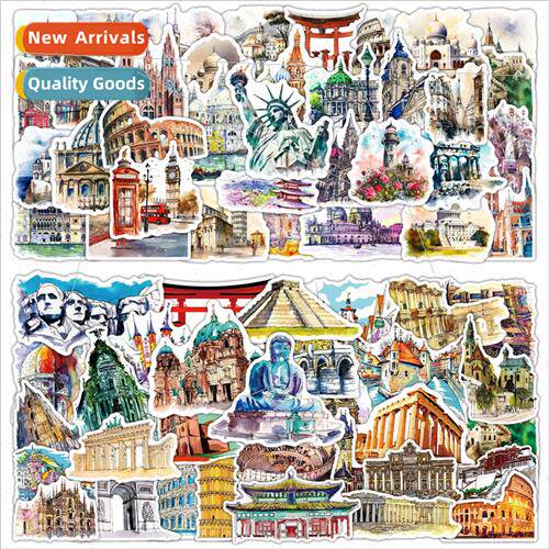 100 world famous architecture travel stickers refrigerator o