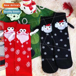 Christmas hand-holding socks women cute couple hand-holding