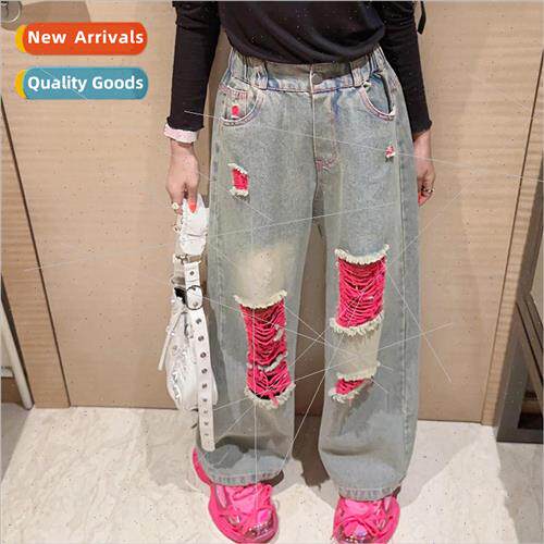 Childrens clothing 2023 new girls Korean jeans fall  middle