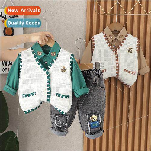 2023 fall new ragged bear sweater three-piece cartoon suit 1